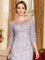 Resplendent Sheath Chiffon Applique Bateau 3/4 Sleeves Short/Mini Mother of the Bride Dress