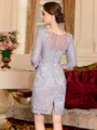Resplendent Sheath Chiffon Applique Bateau 3/4 Sleeves Short/Mini Mother of the Bride Dress