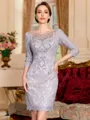 Resplendent Sheath Chiffon Applique Bateau 3/4 Sleeves Short/Mini Mother of the Bride Dress