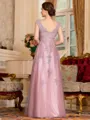 Regal A-Line Tulle Applique V-Neck Sleeveless Floor-Length Mother Of The Bride Dress