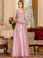 Regal A-Line Tulle Applique V-Neck Sleeveless Floor-Length Mother Of The Bride Dress