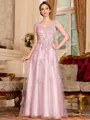 Regal A-Line Tulle Applique V-Neck Sleeveless Floor-Length Mother Of The Bride Dress