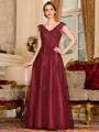 Regal A-Line Tulle Applique V-Neck Sleeveless Floor-Length Mother Of The Bride Dress