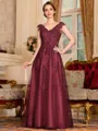 Regal A-Line Tulle Applique V-Neck Sleeveless Floor-Length Mother Of The Bride Dress