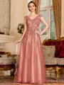 Regal A-Line Tulle Applique V-Neck Sleeveless Floor-Length Mother Of The Bride Dress