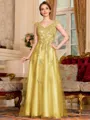 Regal A-Line Tulle Applique V-Neck Sleeveless Floor-Length Mother Of The Bride Dress