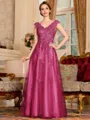 Regal A-Line Tulle Applique V-Neck Sleeveless Floor-Length Mother Of The Bride Dress