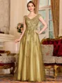 Regal A-Line Tulle Applique V-Neck Sleeveless Floor-Length Mother Of The Bride Dress