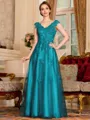 Regal A-Line Tulle Applique V-Neck Sleeveless Floor-Length Mother Of The Bride Dress