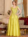 Regal A-Line Tulle Applique V-Neck Sleeveless Floor-Length Mother Of The Bride Dress