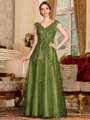 Regal A-Line Tulle Applique V-Neck Sleeveless Floor-Length Mother Of The Bride Dress