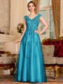 Regal A-Line Tulle Applique V-Neck Sleeveless Floor-Length Mother Of The Bride Dress