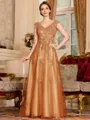 Regal A-Line Tulle Applique V-Neck Sleeveless Floor-Length Mother Of The Bride Dress