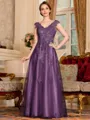 Regal A-Line Tulle Applique V-Neck Sleeveless Floor-Length Mother Of The Bride Dress