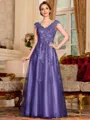 Regal A-Line Tulle Applique V-Neck Sleeveless Floor-Length Mother Of The Bride Dress