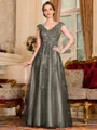 Regal A-Line Tulle Applique V-Neck Sleeveless Floor-Length Mother Of The Bride Dress
