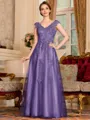 Regal A-Line Tulle Applique V-Neck Sleeveless Floor-Length Mother Of The Bride Dress