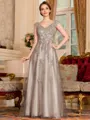 Regal A-Line Tulle Applique V-Neck Sleeveless Floor-Length Mother Of The Bride Dress