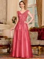 Regal A-Line Tulle Applique V-Neck Sleeveless Floor-Length Mother Of The Bride Dress