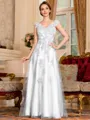 Regal A-Line Tulle Applique V-Neck Sleeveless Floor-Length Mother Of The Bride Dress