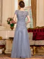 Classy A-Line Tulle Lace Scoop Short Sleeves Floor-Length Mother of the Bride Dress