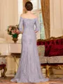 Refined Sheath Lace Applique Off-the-Shoulder 3/4 Sleeves Sweep Train Mother of the Bride Dress