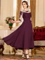 Stunning A-Line Chiffon Lace Scoop 3/4 Sleeves Tea-Length Mother of the Bride Dress