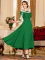 Stunning A-Line Chiffon Lace Scoop 3/4 Sleeves Tea-Length Mother of the Bride Dress