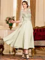 Stunning A-Line Chiffon Lace Scoop 3/4 Sleeves Tea-Length Mother of the Bride Dress
