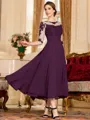 Stunning A-Line Chiffon Lace Scoop 3/4 Sleeves Tea-Length Mother of the Bride Dress
