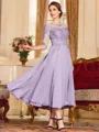 Stunning A-Line Chiffon Lace Scoop 3/4 Sleeves Tea-Length Mother of the Bride Dress