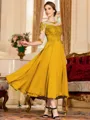 Stunning A-Line Chiffon Lace Scoop 3/4 Sleeves Tea-Length Mother of the Bride Dress