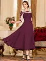Stunning A-Line Chiffon Lace Scoop 3/4 Sleeves Tea-Length Mother of the Bride Dress