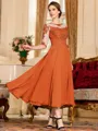 Stunning A-Line Chiffon Lace Scoop 3/4 Sleeves Tea-Length Mother of the Bride Dress