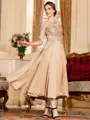 Stunning A-Line Chiffon Lace Scoop 3/4 Sleeves Tea-Length Mother of the Bride Dress