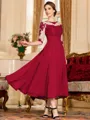 Stunning A-Line Chiffon Lace Scoop 3/4 Sleeves Tea-Length Mother of the Bride Dress