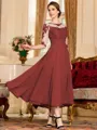 Stunning A-Line Chiffon Lace Scoop 3/4 Sleeves Tea-Length Mother of the Bride Dress