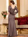 Flattering Sheath 30D Chiffon Ruched Scoop Short Sleeves Floor-Length Mother of the Bride Dress