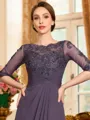 Timeless A-Line Chiffon Applique Scoop 3/4 Sleeves Floor-Length Mother of the Bride Dress