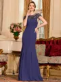 Tasteful Sheath Chiffon Beading Bateau Short Sleeves Floor-Length Mother of the Bride Dress
