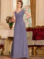 Radiant A-Line Chiffon Applique Sweetheart Short Sleeves Floor-Length Mother of the Bride Dress