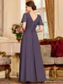 Impeccable A-Line Chiffon Ruched V-Neck Short Sleeves Floor-Length Mother of the Bride Dress