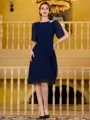 Immaculate Sheath Chiffon Beading Scoop 1/2 Sleeves Knee-Length Mother of the Bride Dress