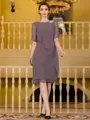 Immaculate Sheath Chiffon Beading Scoop 1/2 Sleeves Knee-Length Mother of the Bride Dress