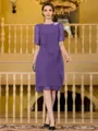 Immaculate Sheath Chiffon Beading Scoop 1/2 Sleeves Knee-Length Mother of the Bride Dress
