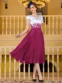 Charming A-Line Chiffon Applique V-Neck Short Sleeves Tea-Length Mother of the Bride Dress