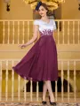 Charming A-Line Chiffon Applique V-Neck Short Sleeves Tea-Length Mother of the Bride Dress
