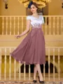Charming A-Line Chiffon Applique V-Neck Short Sleeves Tea-Length Mother of the Bride Dress