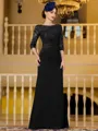 Noble Sheath Chiffon Applique Bateau 3/4 Sleeves Floor-Length Mother of the Bride Dress