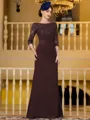 Noble Sheath Chiffon Applique Bateau 3/4 Sleeves Floor-Length Mother of the Bride Dress